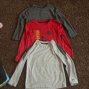 Kids Long Sleeve Shirt Set - Gray, Red, and Light Gray